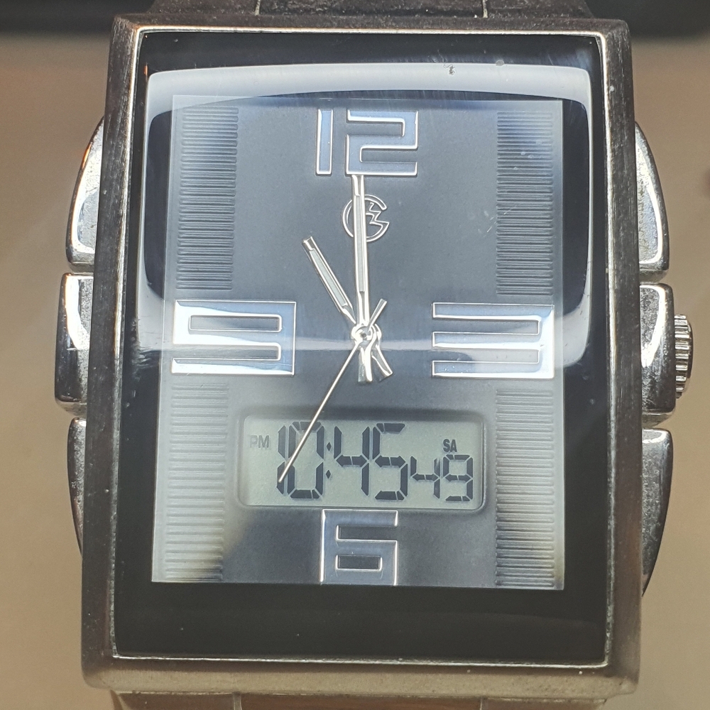 George GEO22940W Silver/Black Stainless Steel Analog/Digital Men's Tank Watch